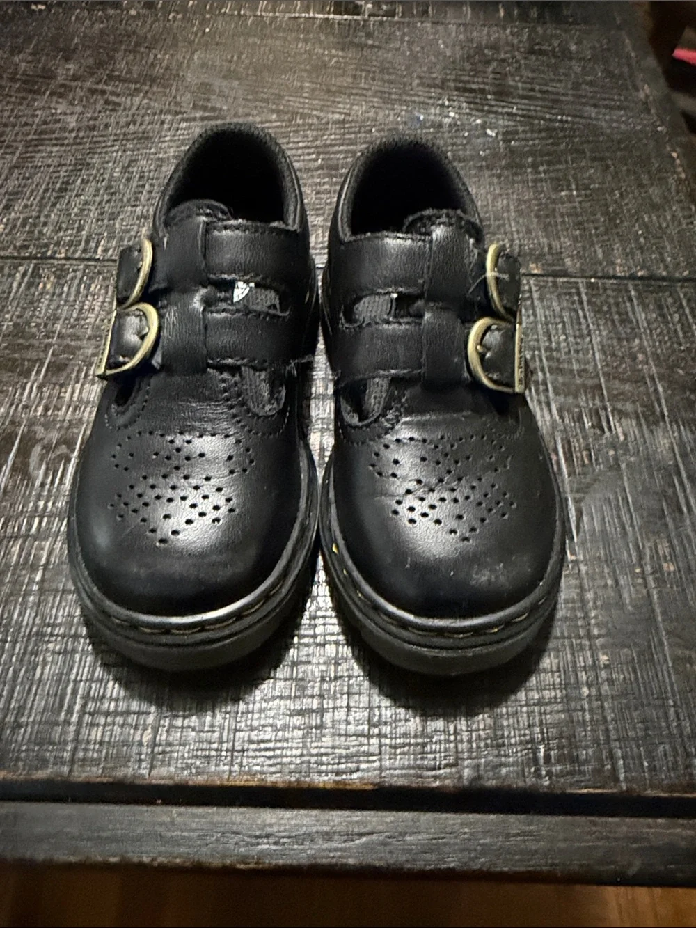 Dr. Martens Kids Black Double-Strap Leather School Shoes